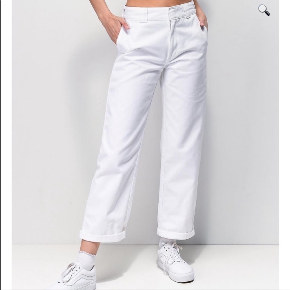 Dickies White Wide Leg Crop‎ Capris